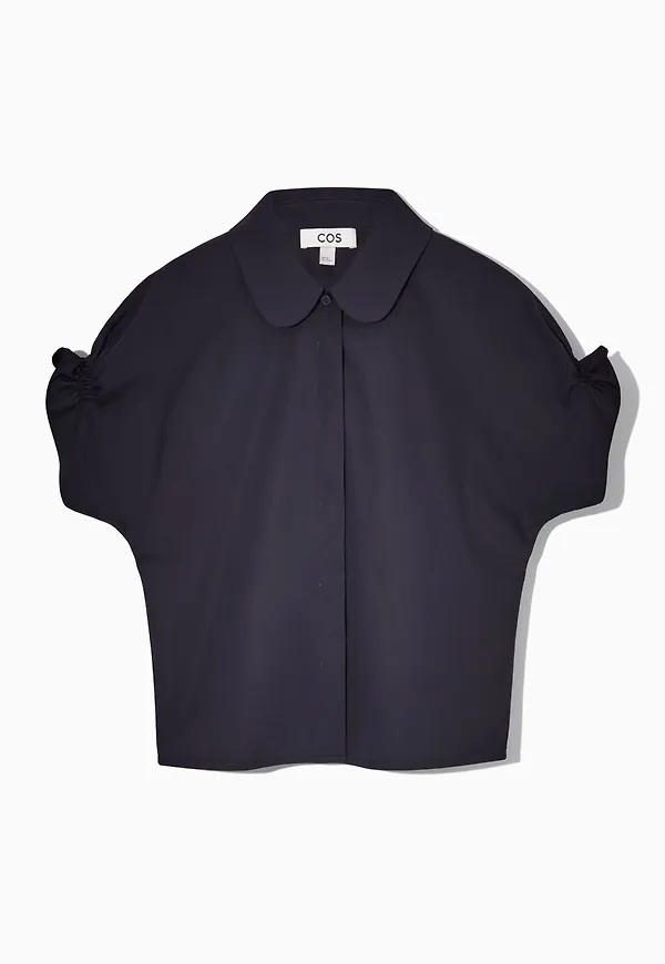 SMOCKED SHORT-SLEEVE SHIRT