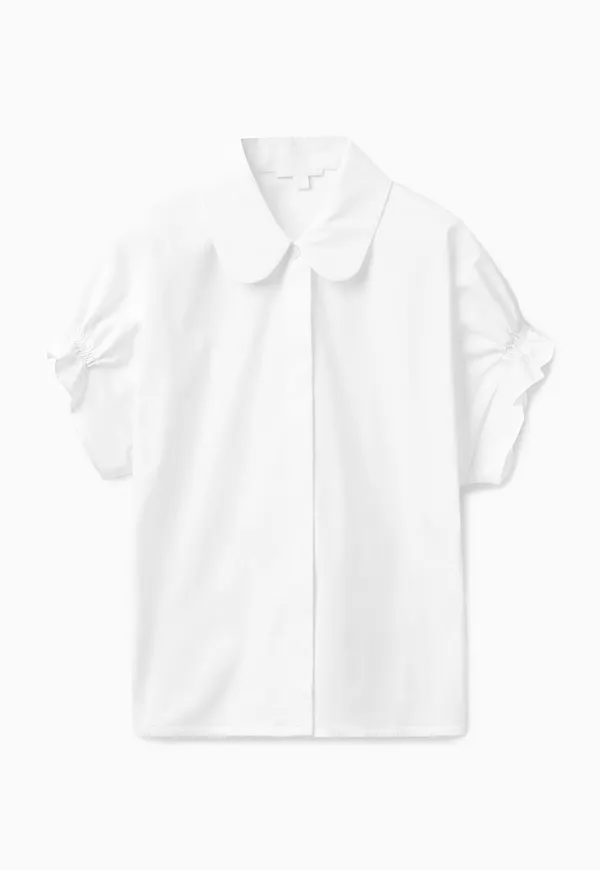 SMOCKED SHORT-SLEEVE SHIRT