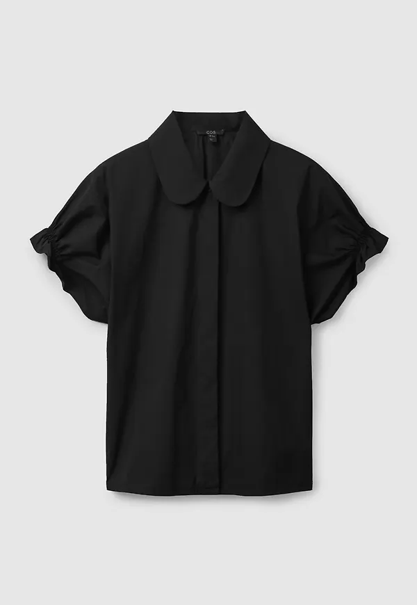 SMOCKED SHORT-SLEEVE SHIRT
