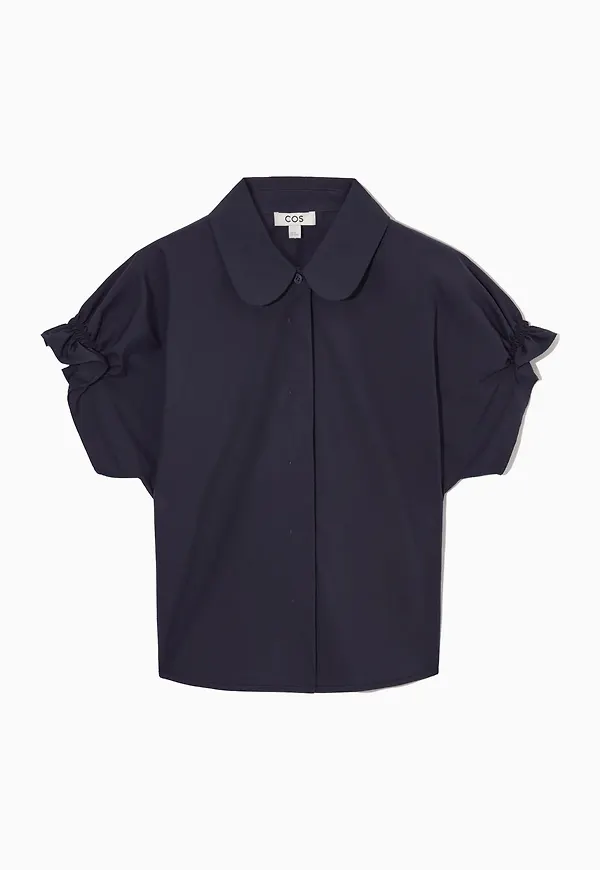 SMOCKED SHORT-SLEEVE SHIRT