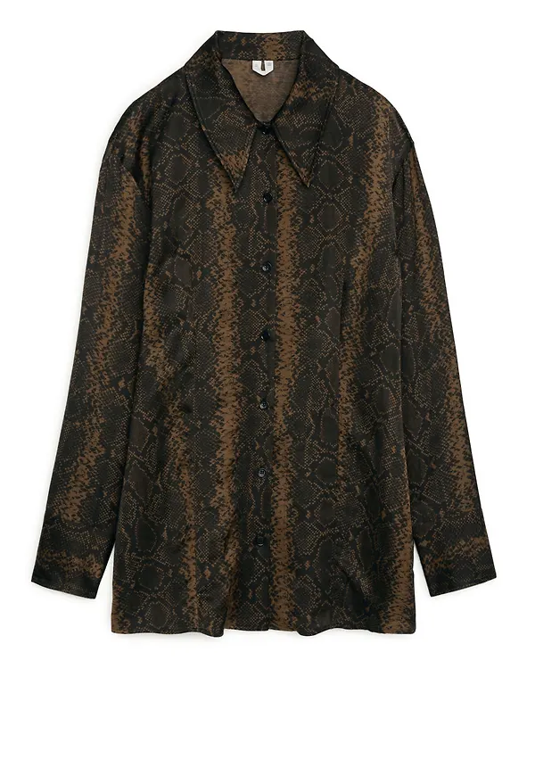 Snakeskin Waisted Shirt - Beige
