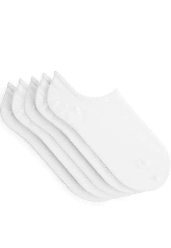 Sneaker Socks, 5 Pairs - White