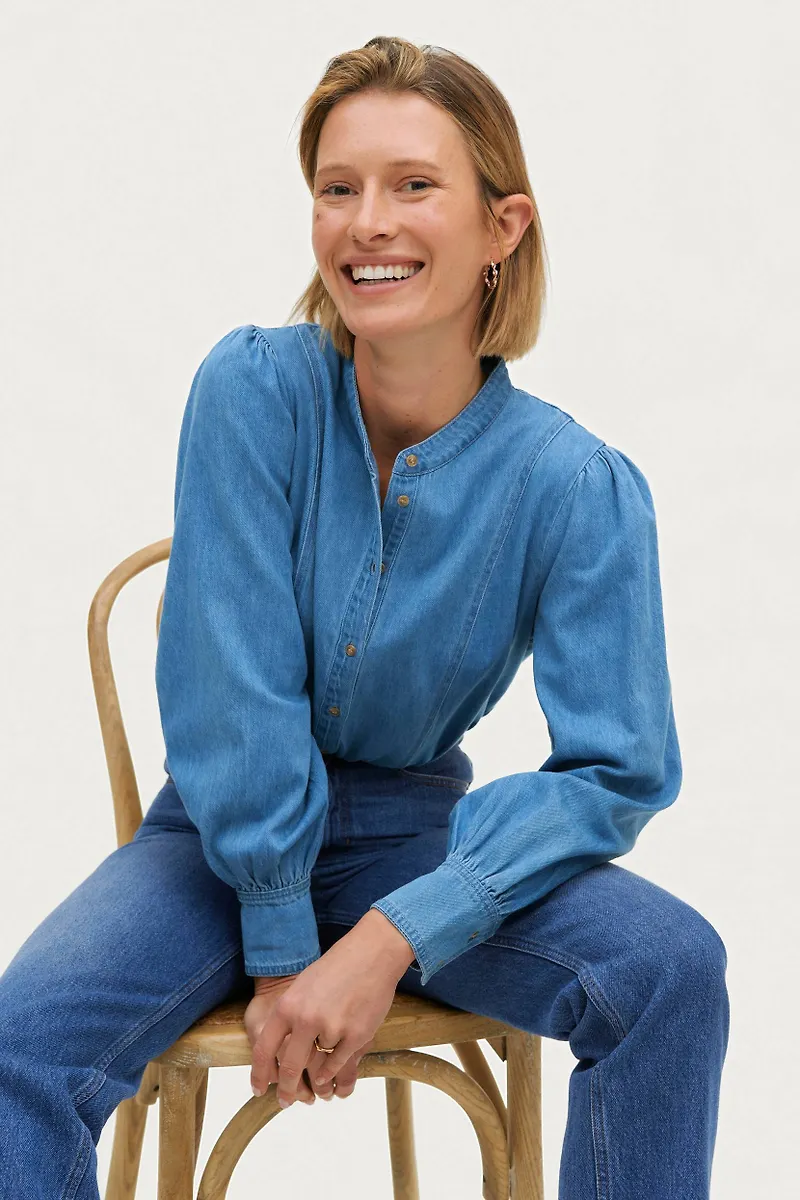Soaked in Luxury - Blus slJeanet Denim Shirt LS - Blå