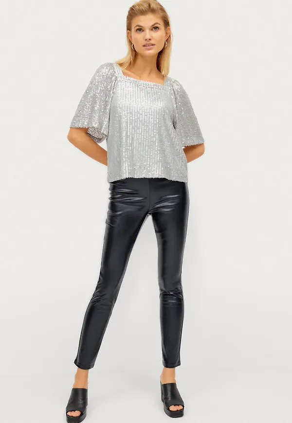 Soaked in Luxury - Paljettopp slDalila Blouse LS - Silver - 42
