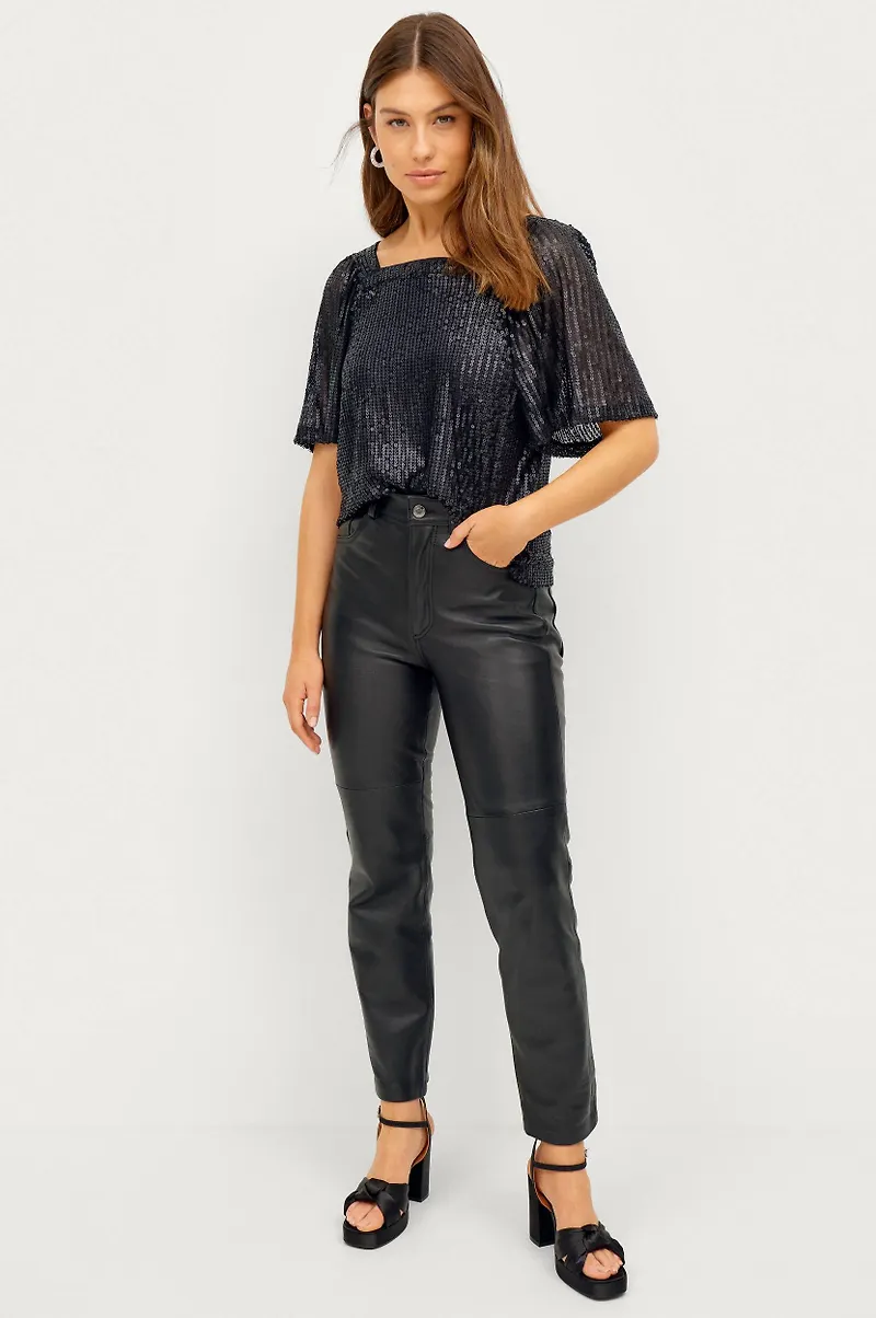 Soaked in Luxury - Paljettopp slDalila Blouse LS - Svart - 42