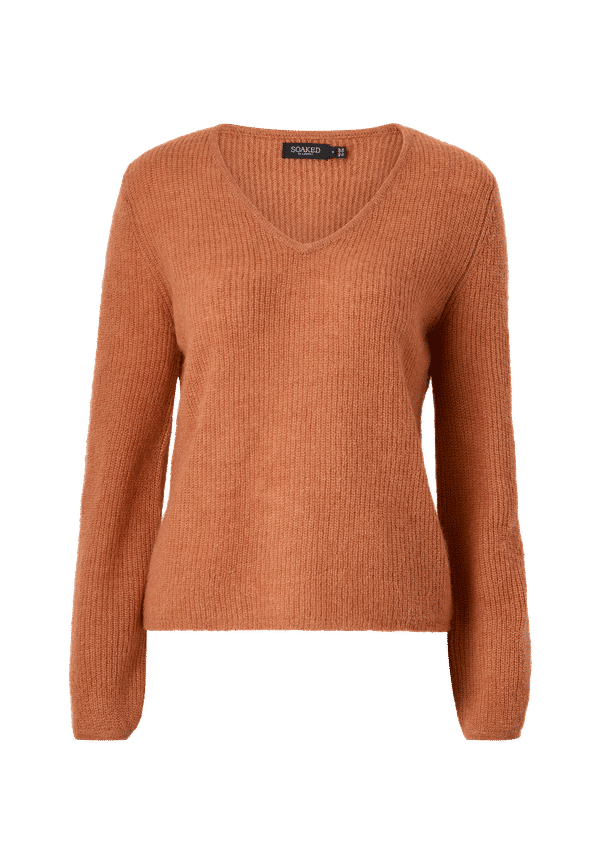 Soaked in Luxury - Tröja slTuesday V-Neck Jumper LS - Brun