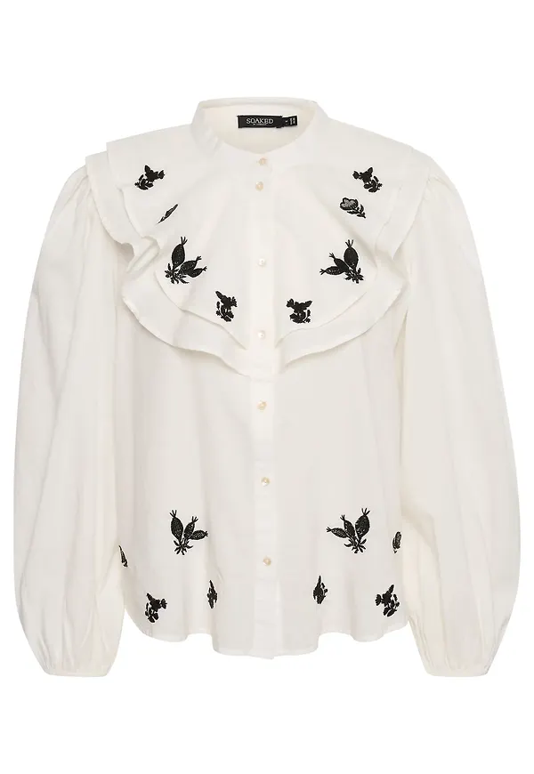 SOAKED IN LUXURY Blus 'Jennie' svart / ullvit