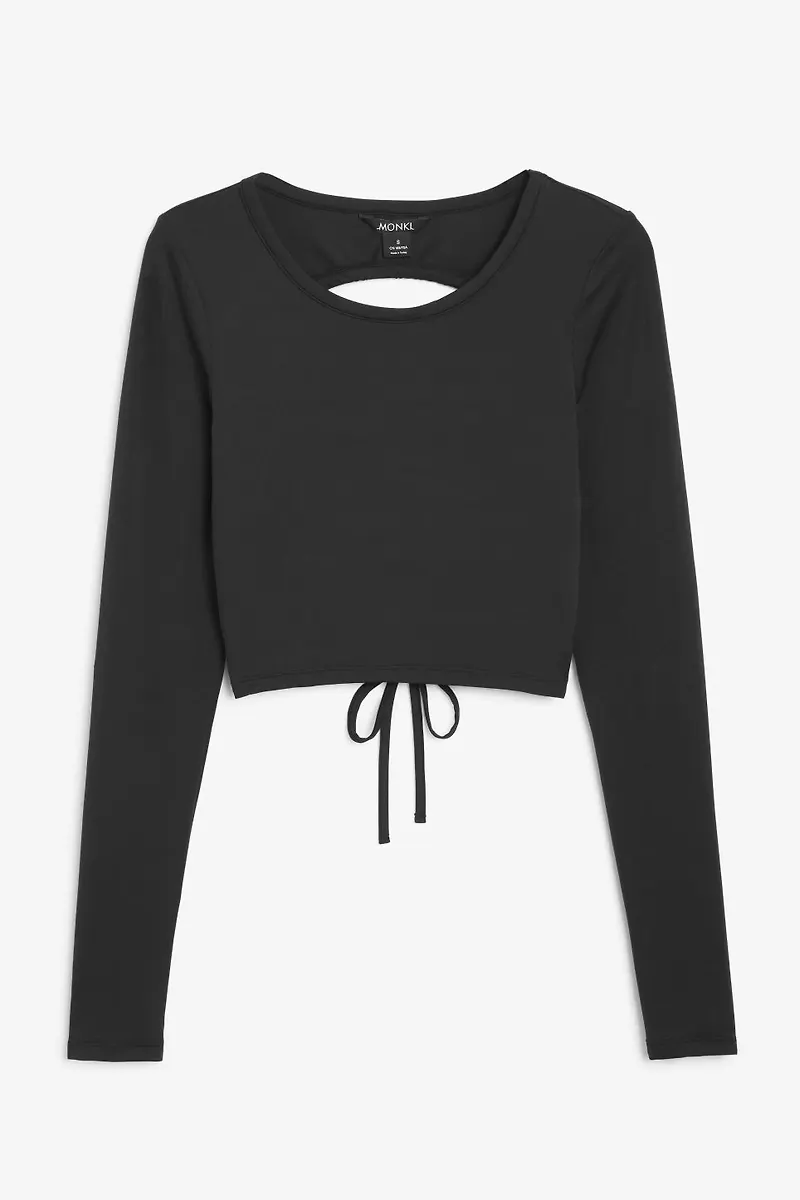 Soft crop top with cut out back - Black