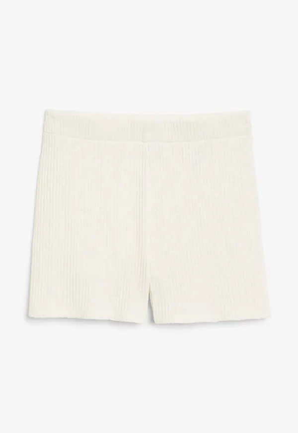 Soft ribbed shorts - White