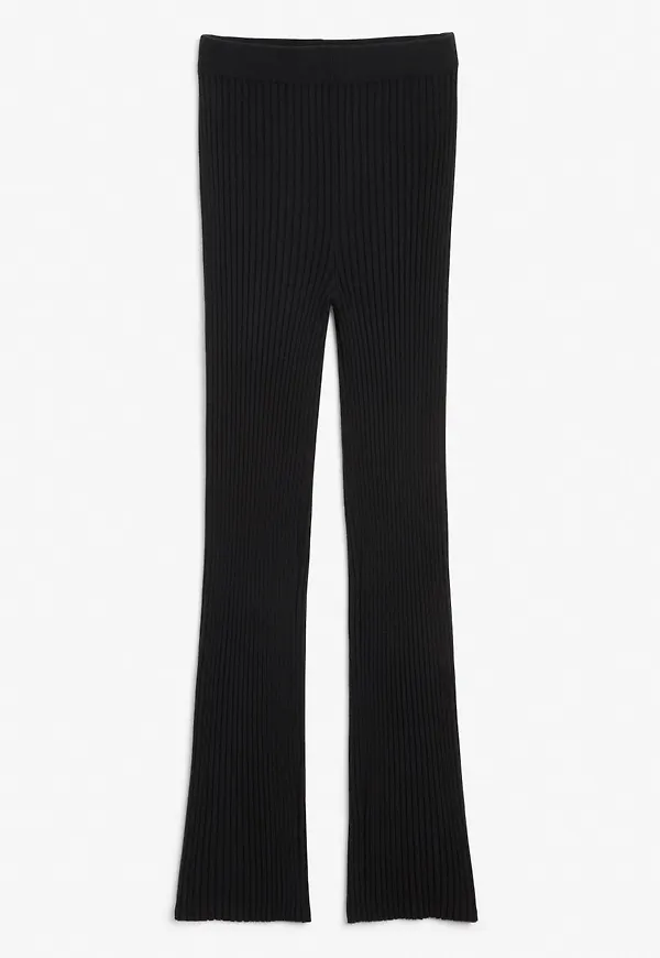 Soft ribbed trousers - Black
