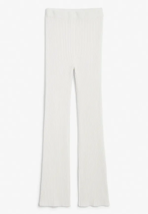 Soft ribbed trousers - White