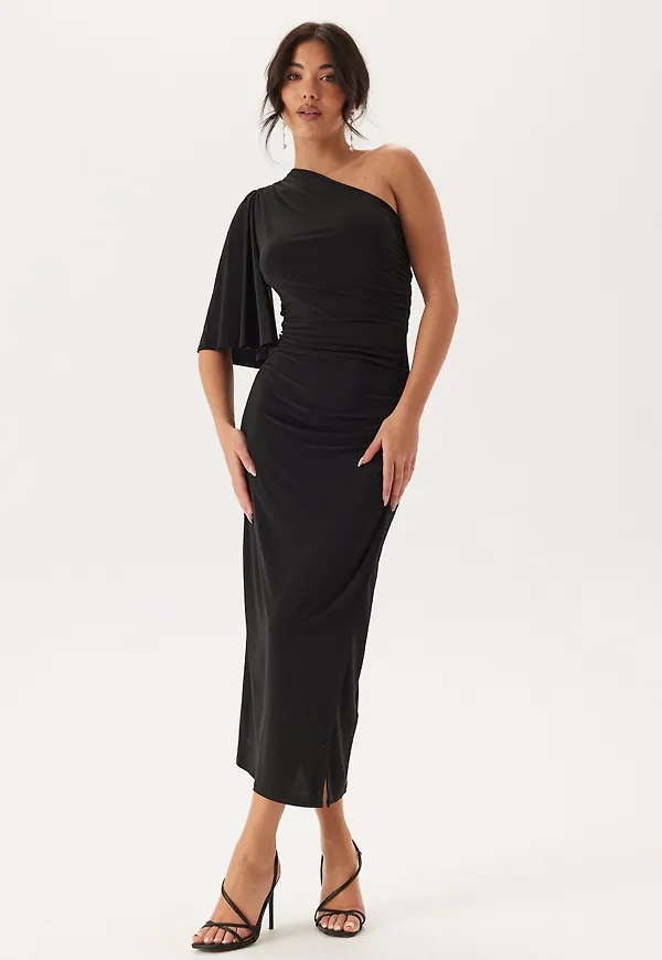 Soft Ruched One Shoulder Midi Dress