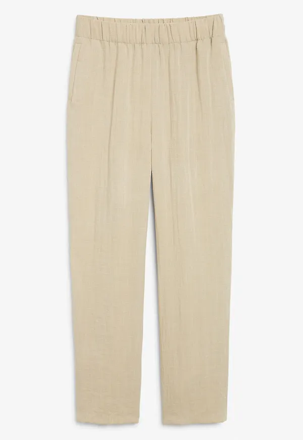 Soft seersucker trousers - Beige
