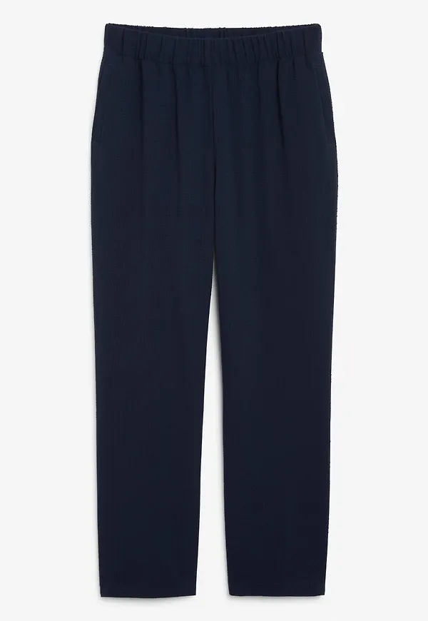 Soft seersucker trousers - Blue