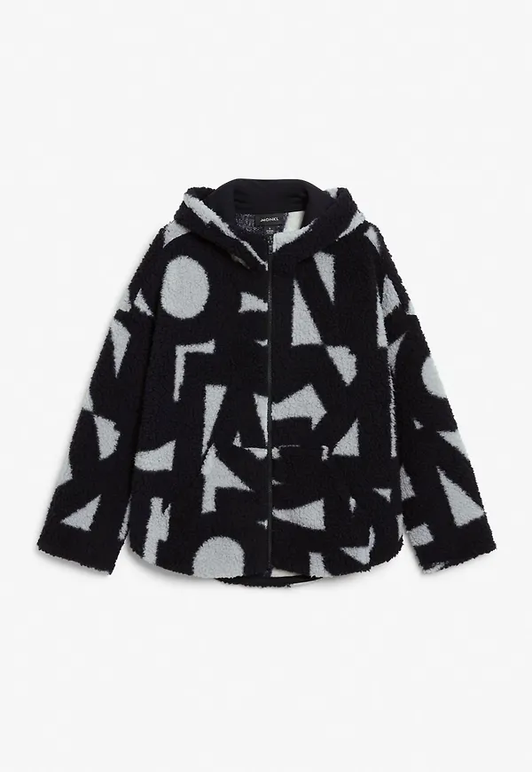 Soft teddy fleece zip-up hoodie - Turquoise