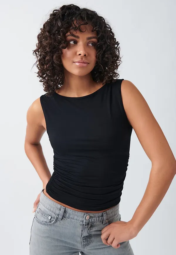 Soft touch boatneck top