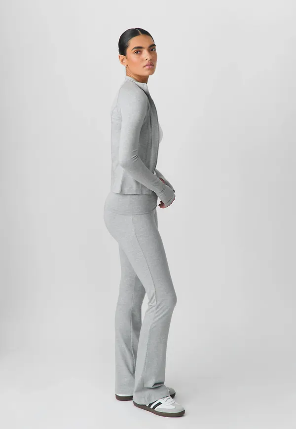 Gina Tricot - Soft touch folded trouser - yoga pants - Grå - XXS - Dam