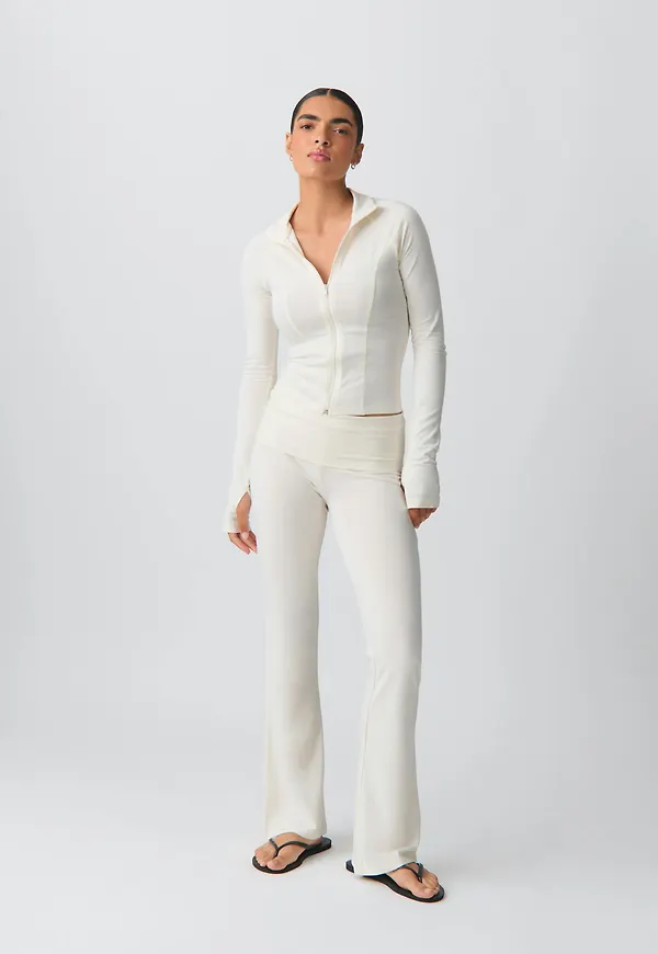 Gina Tricot - Soft touch folded trouser - yoga pants - beige - XXS - Dam