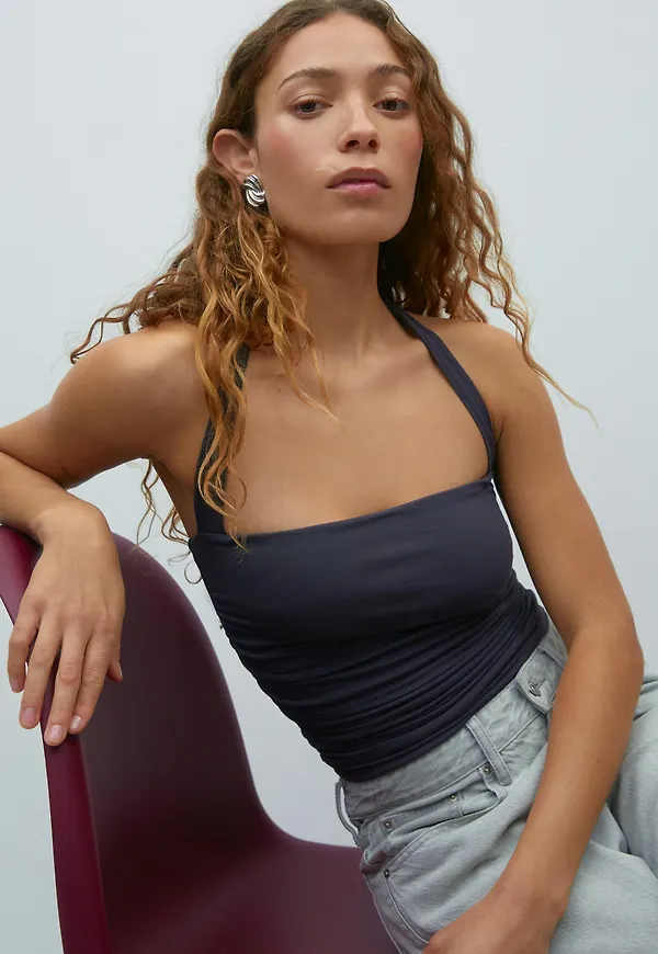 Soft touch halterneck top