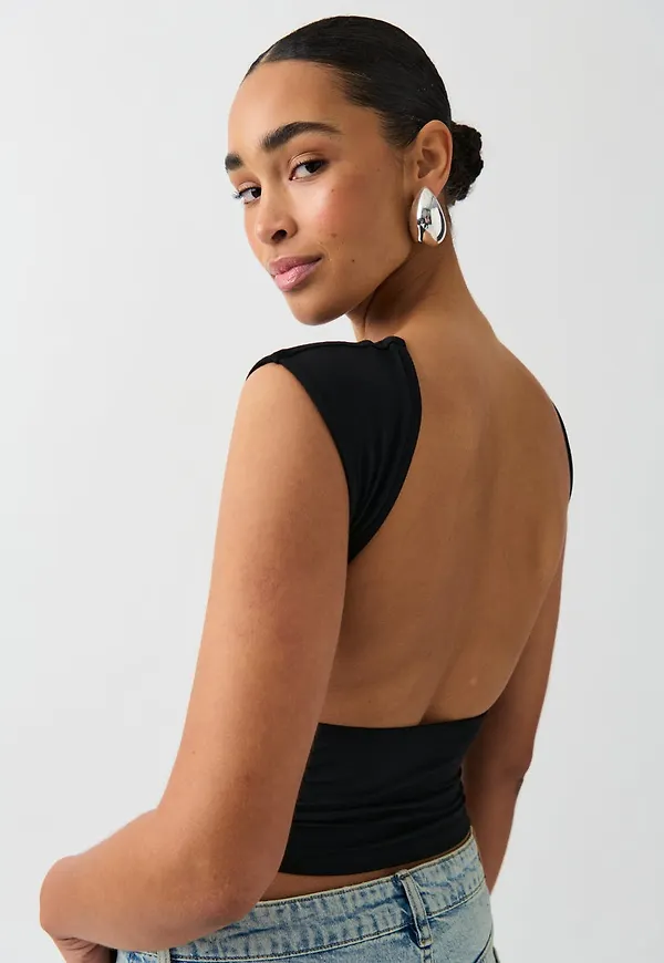 Soft touch open back top