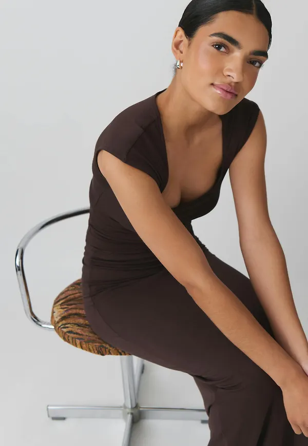 Gina Tricot - Soft touch tight top - toppar - Brun - XXS - Dam