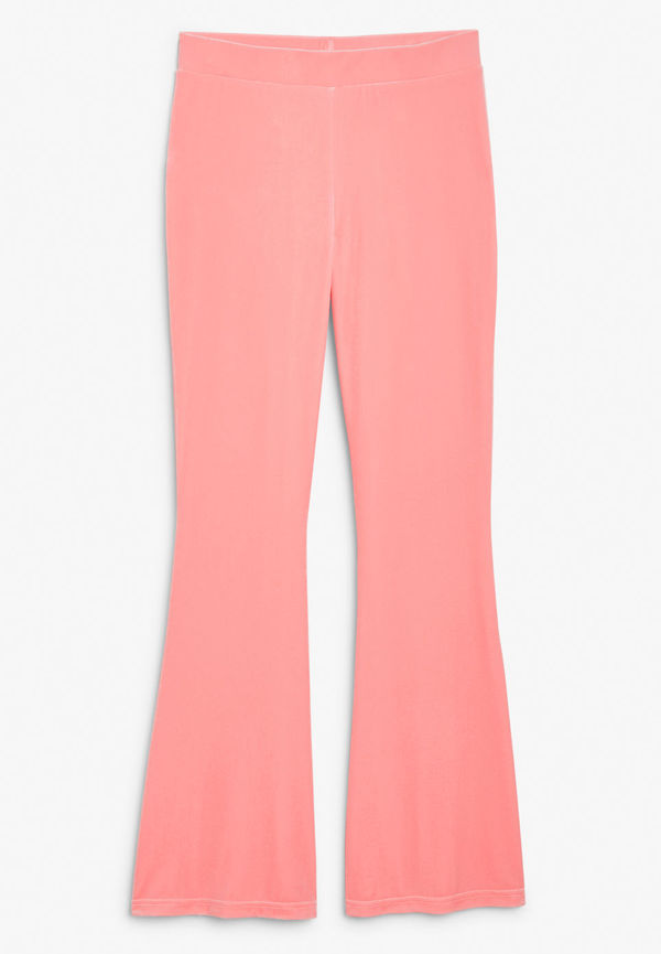 Soft velvet flare leg trousers - Pink