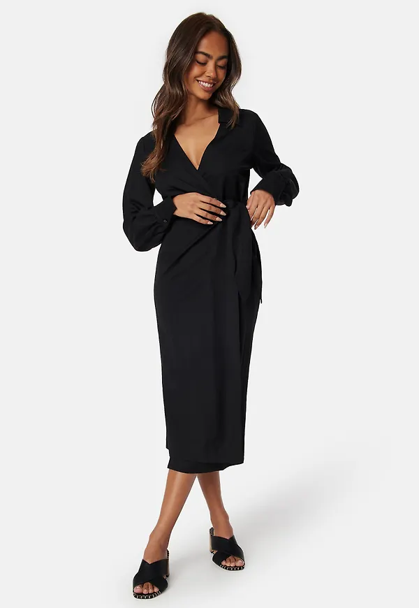 Soft Wrap Midi Shirt Dress