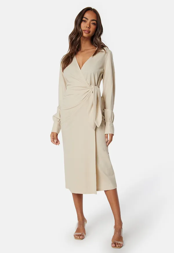Soft Wrap Midi Shirt Dress