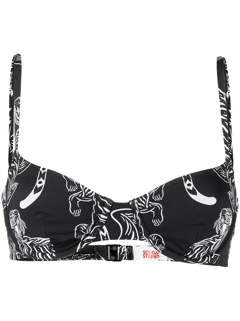 Solid & Striped The Eva tigermönstrad bikini - Svart