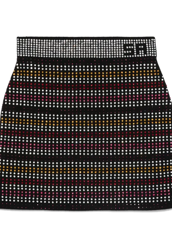 Sonia Rykiel randig minikjol med strass - Svart