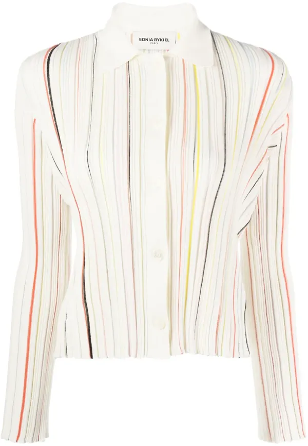 Sonia Rykiel randig stickad kofta - Vit