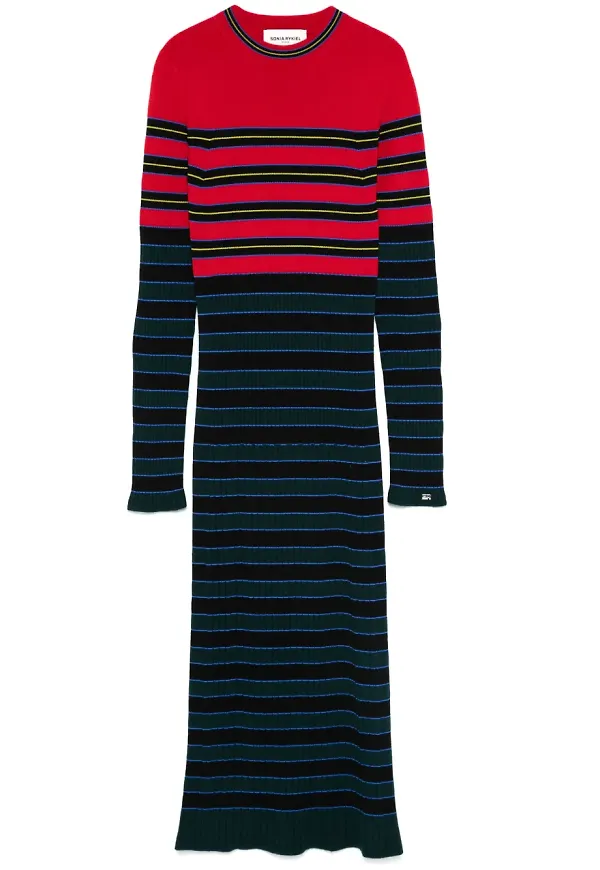 Sonia Rykiel randig stickad midiklänning - Blå