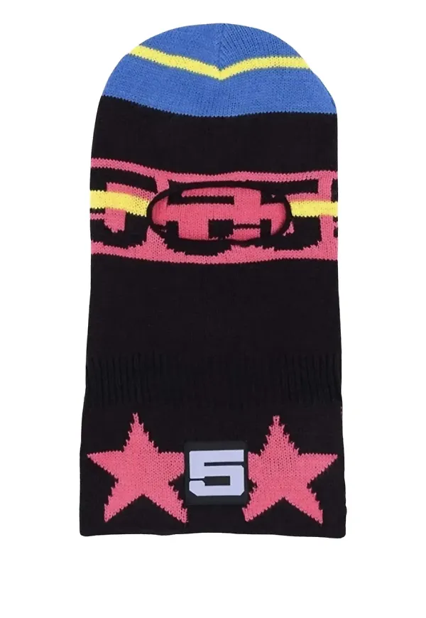 SP5DER stickad balaclava med stjärnmotiv - Svart