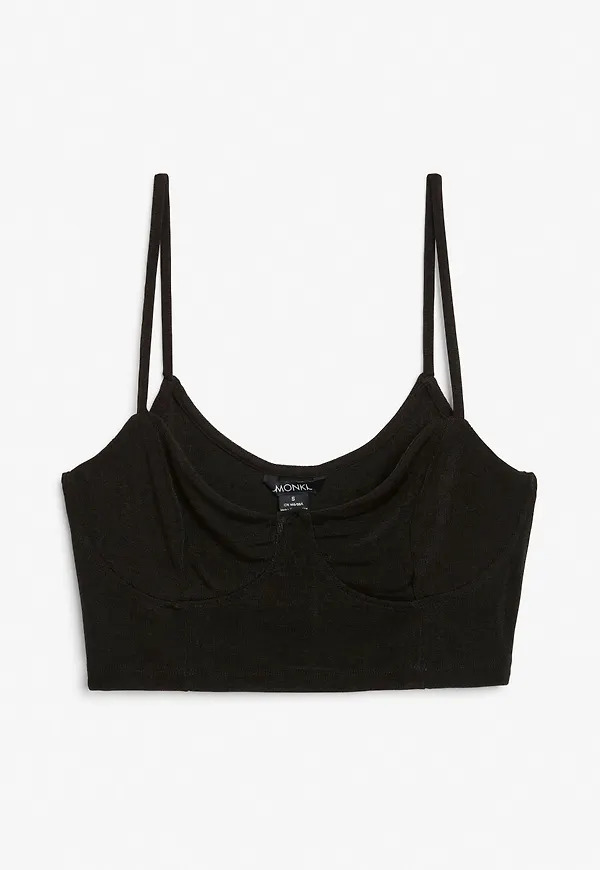 Spaghetti strap bustier top - Black