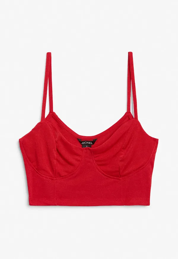 Spaghetti strap bustier top - Red