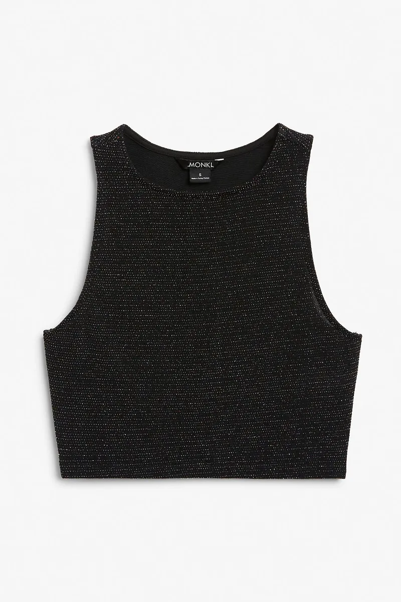 Sparkly cropped sleeveless top - Black