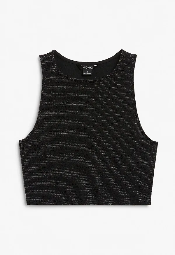Sparkly cropped sleeveless top - Black
