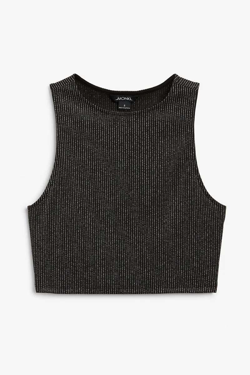 Sparkly cropped sleeveless top - Black
