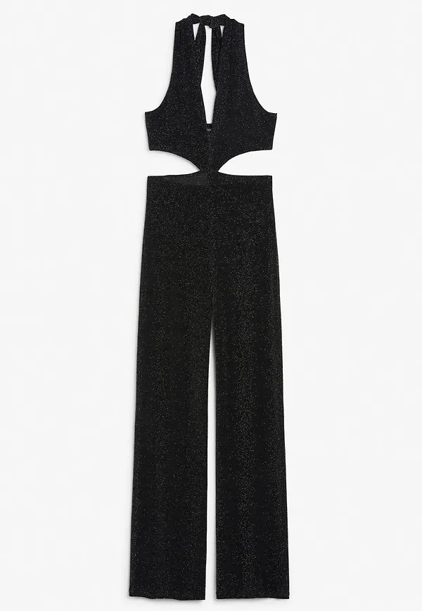 Sparkly halter jumpsuit - Black