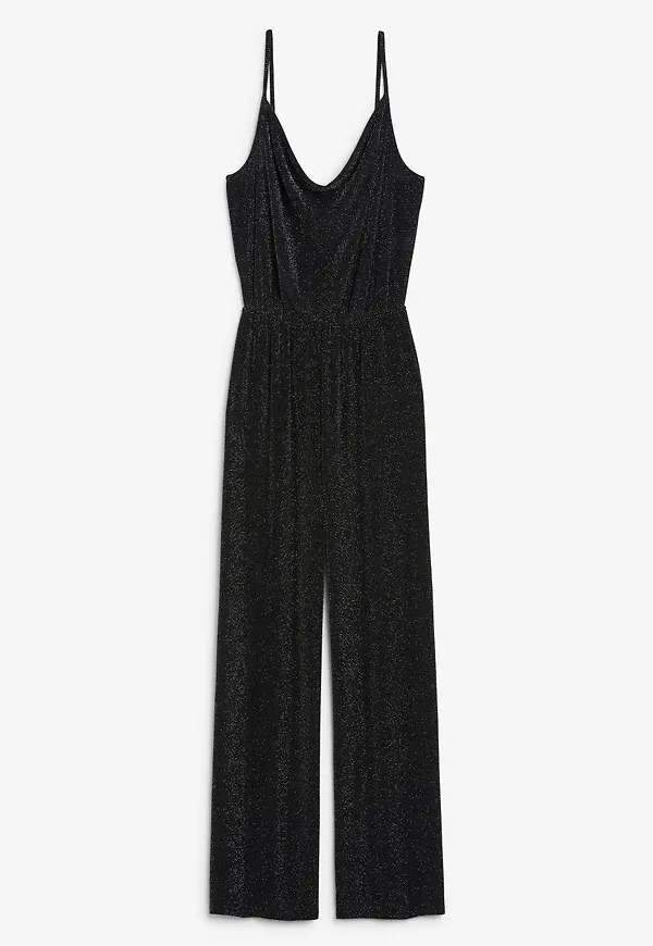 Sparkly sleeveless cowl neck jumpsuit - Black