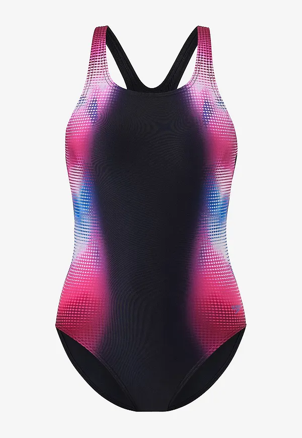 Speedo - Baddräkt Print Medalist Swimsuit - Svart