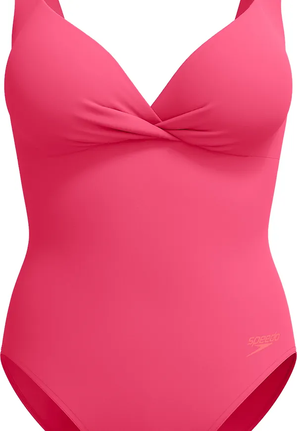 Speedo Womens Shaping Cross Knot 1 Piece Dark Pink