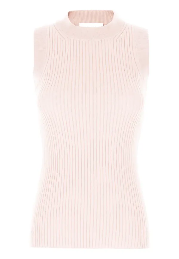 Sportmax ärmlös ribbad topp - Rosa