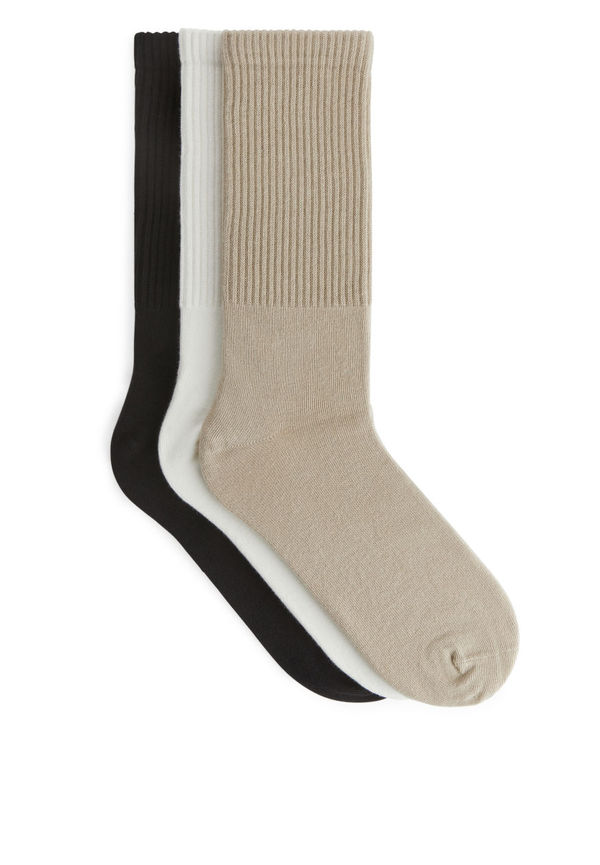 Sporty Cotton Socks - Beige
