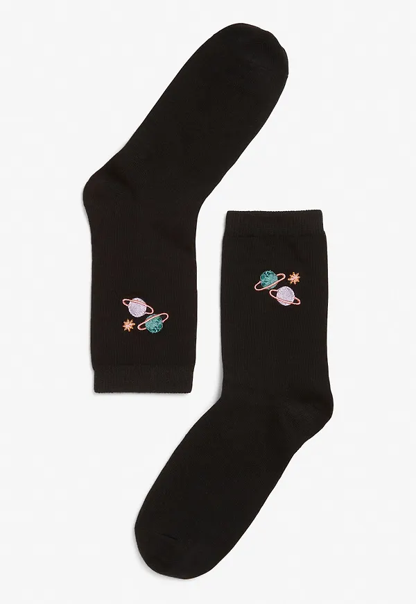 Sporty statement socks - Black