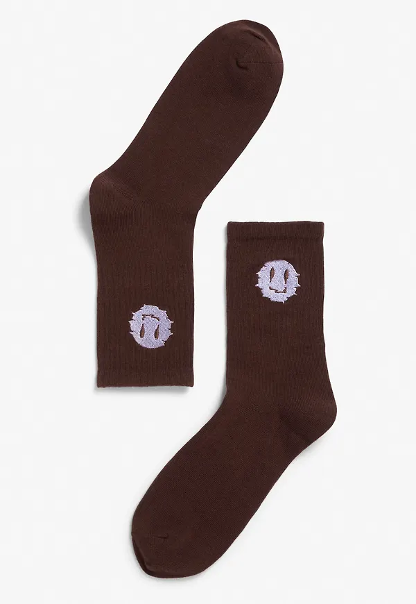 Sporty statement socks - Brown