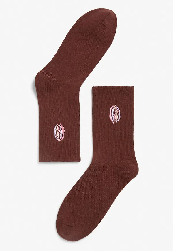 Sporty statement socks - Brown