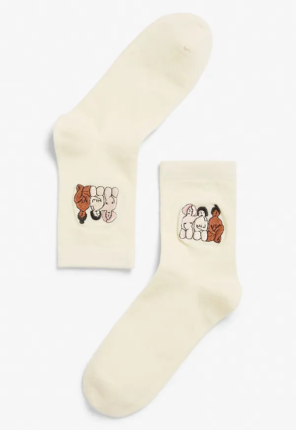 Sporty statement socks - White