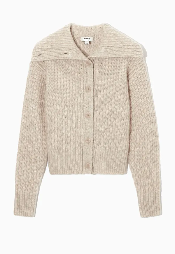 SPREAD-COLLAR WOOL CARDIGAN