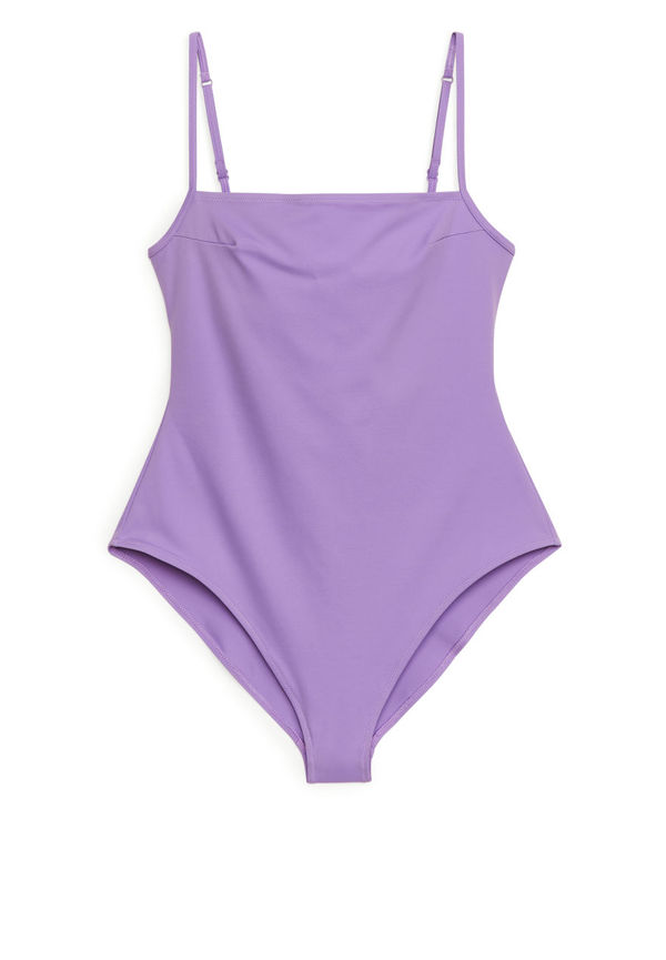 Square-Neck Swimsuit - Purple